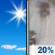 Sunday: Sunny then Slight Chance Light Rain